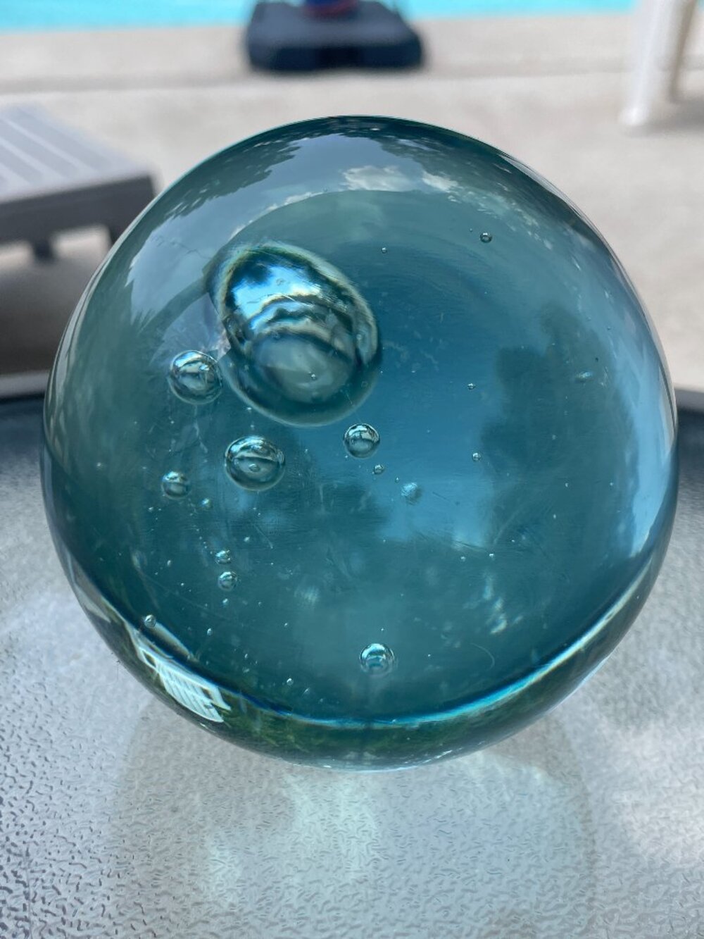 Art Glass Bubble Paperweight Round Heavy with multiple bubbles 3" Round!